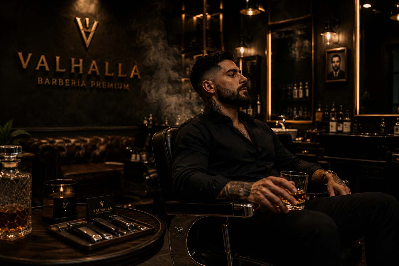 Club privado masculino Valhalla con experiencia de barbería premium