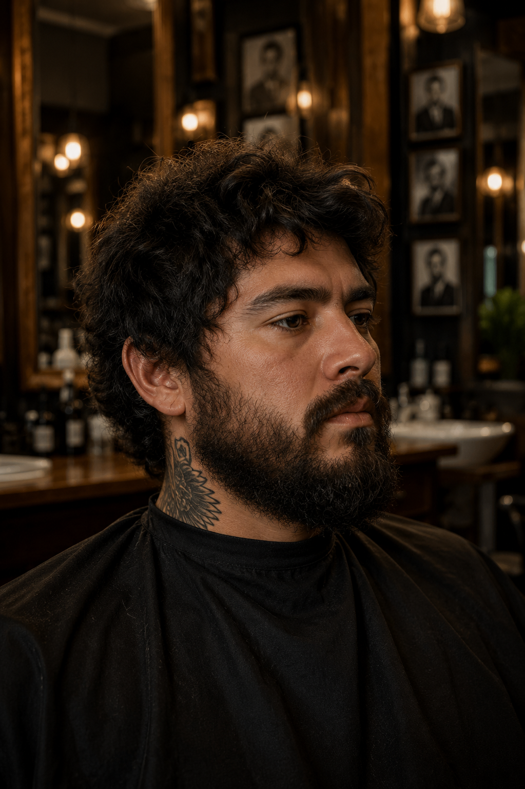 Hombre antes de corte y arreglo de barba en barberia premium en San Luis Potosi